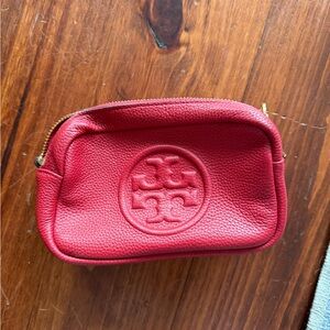 Tory Burch Red Leather Cosmetic Case